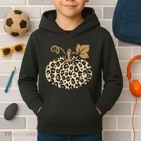 Leopard Pumpkin Fall Kids Hoodie thumb 2