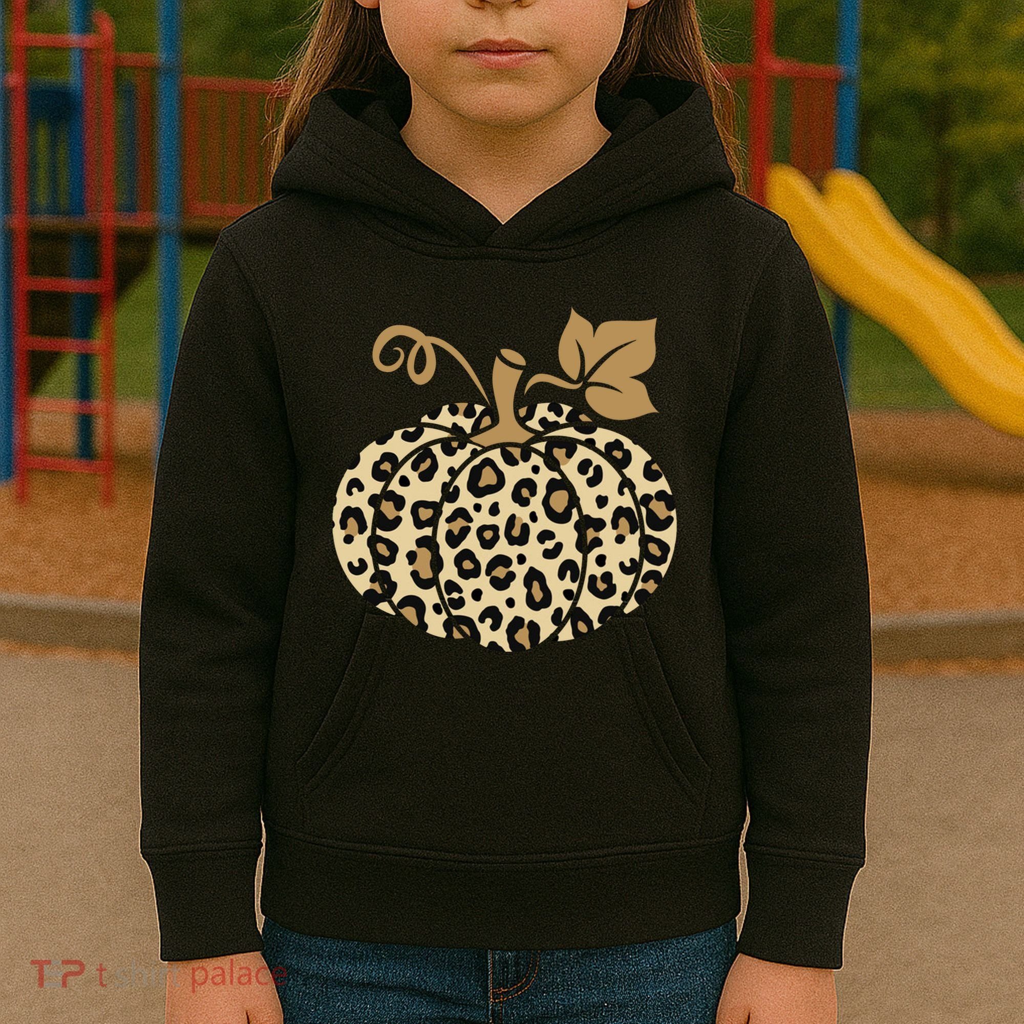 Leopard Pumpkin Fall Kids Hoodie