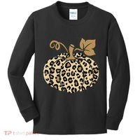 Leopard Pumpkin Fall Kids Long Sleeve Shirt thumb 0