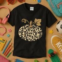 Leopard Pumpkin Fall Kids T-Shirt thumb 3