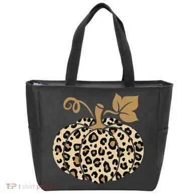 Leopard Pumpkin Fall Tote Bag