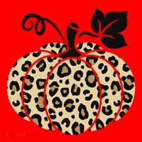 Leopard Pumpkin Fall Santa Hat thumb 1