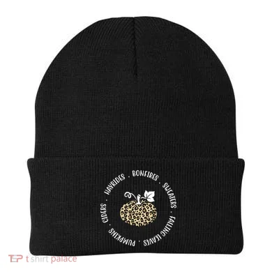 Leopard Pumpkin Fall Lover Beanie