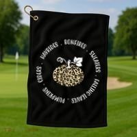 Leopard Pumpkin Fall Lover Golf Towel thumb 1