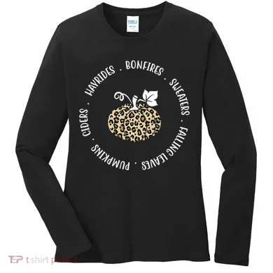 Leopard Pumpkin Fall Lover Women's Long Sleeve Shirt