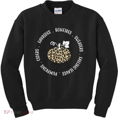 Leopard Pumpkin Fall Lover Kids Sweatshirt