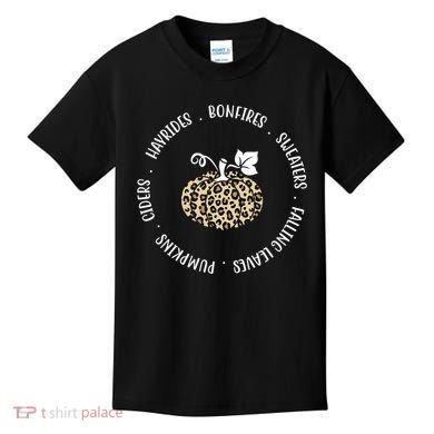Leopard Pumpkin Fall Lover Kids T-Shirt