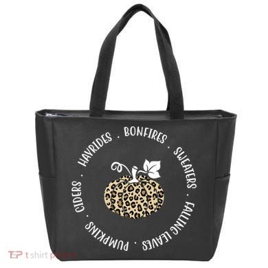 Leopard Pumpkin Fall Lover Tote Bag