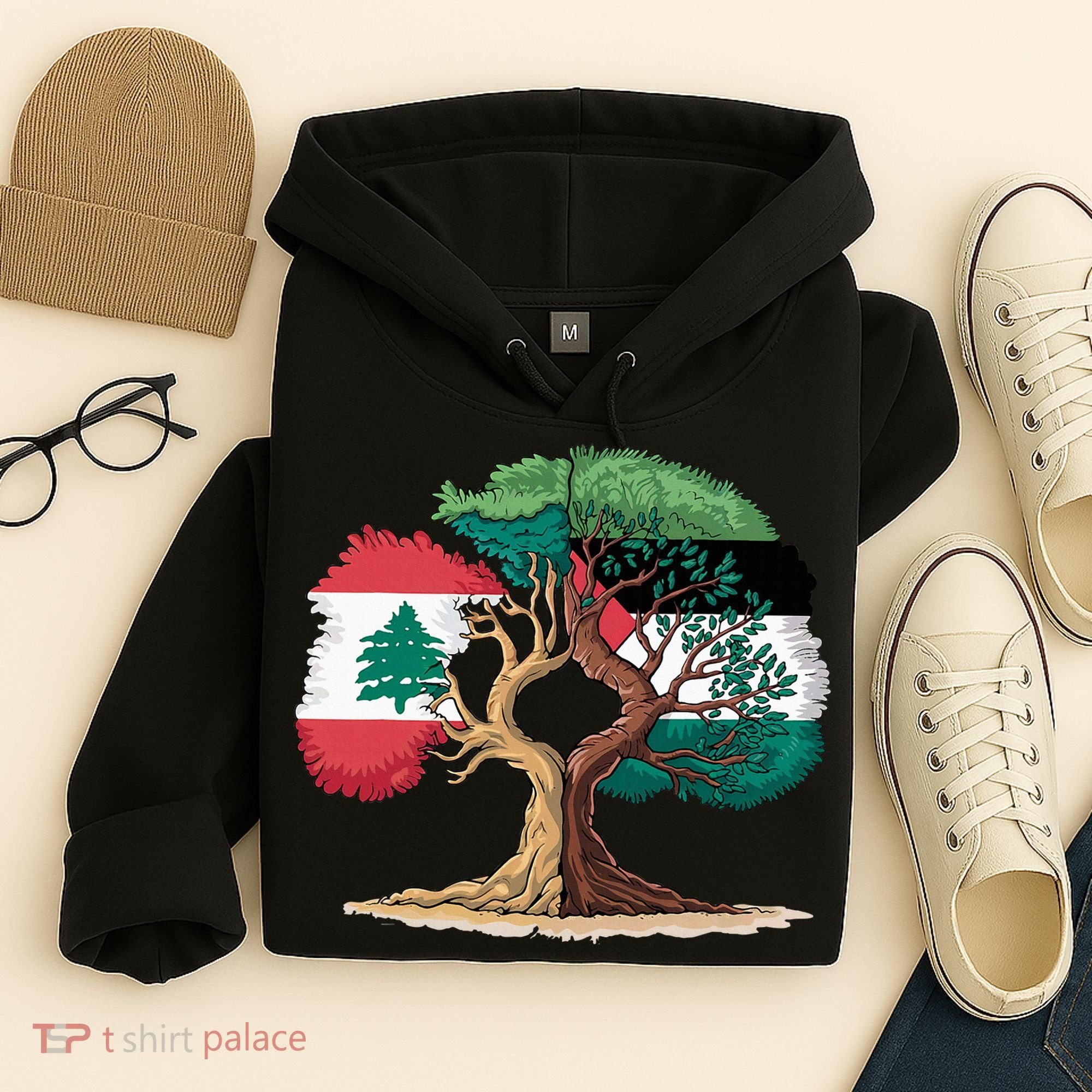 Lebanon Palestine Flag Lebanese Palestinian Hoodie