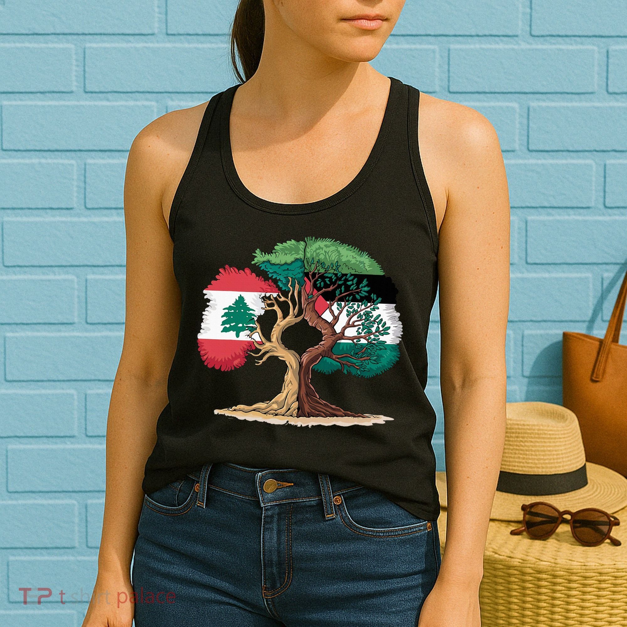 Lebanon Palestine Flag Lebanese Palestinian Women's Tank Top