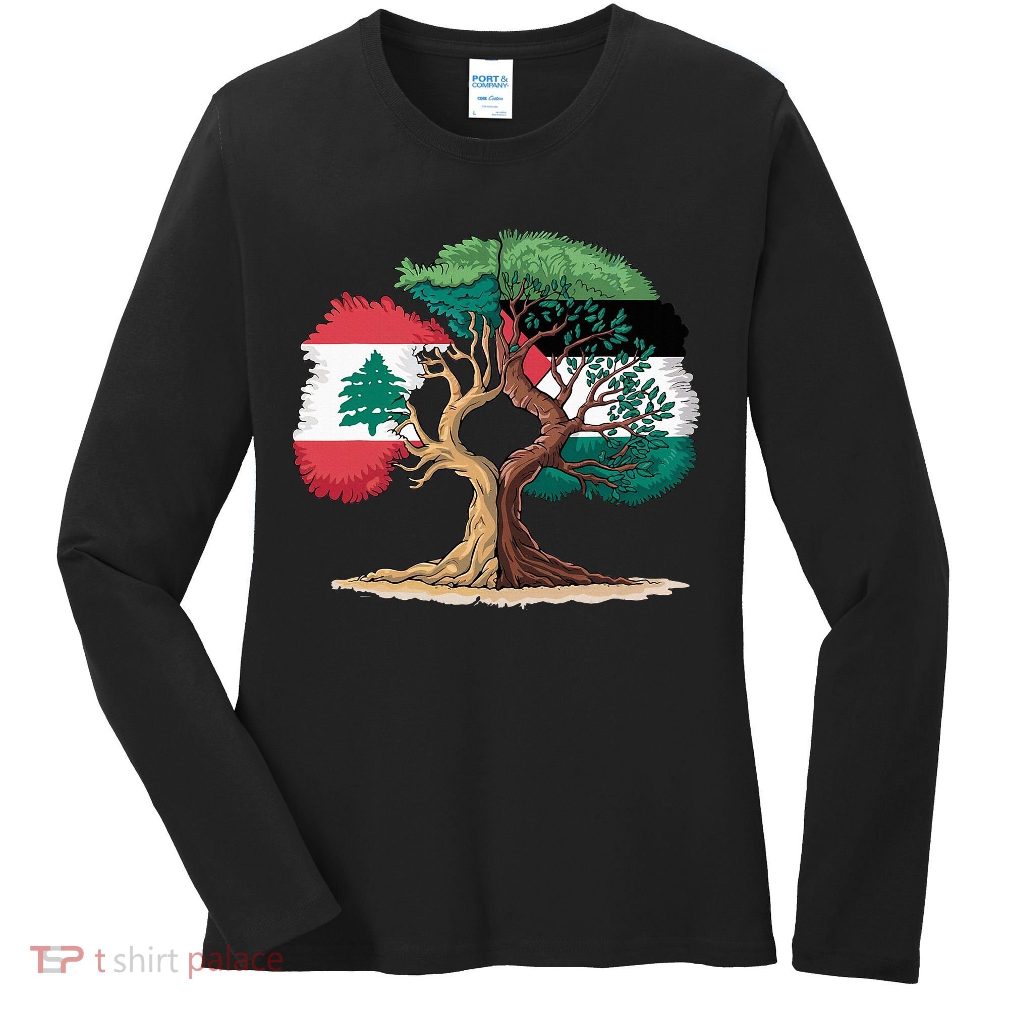 Lebanon Palestine Flag Lebanese Palestinian Women's Long Sleeve Shirt