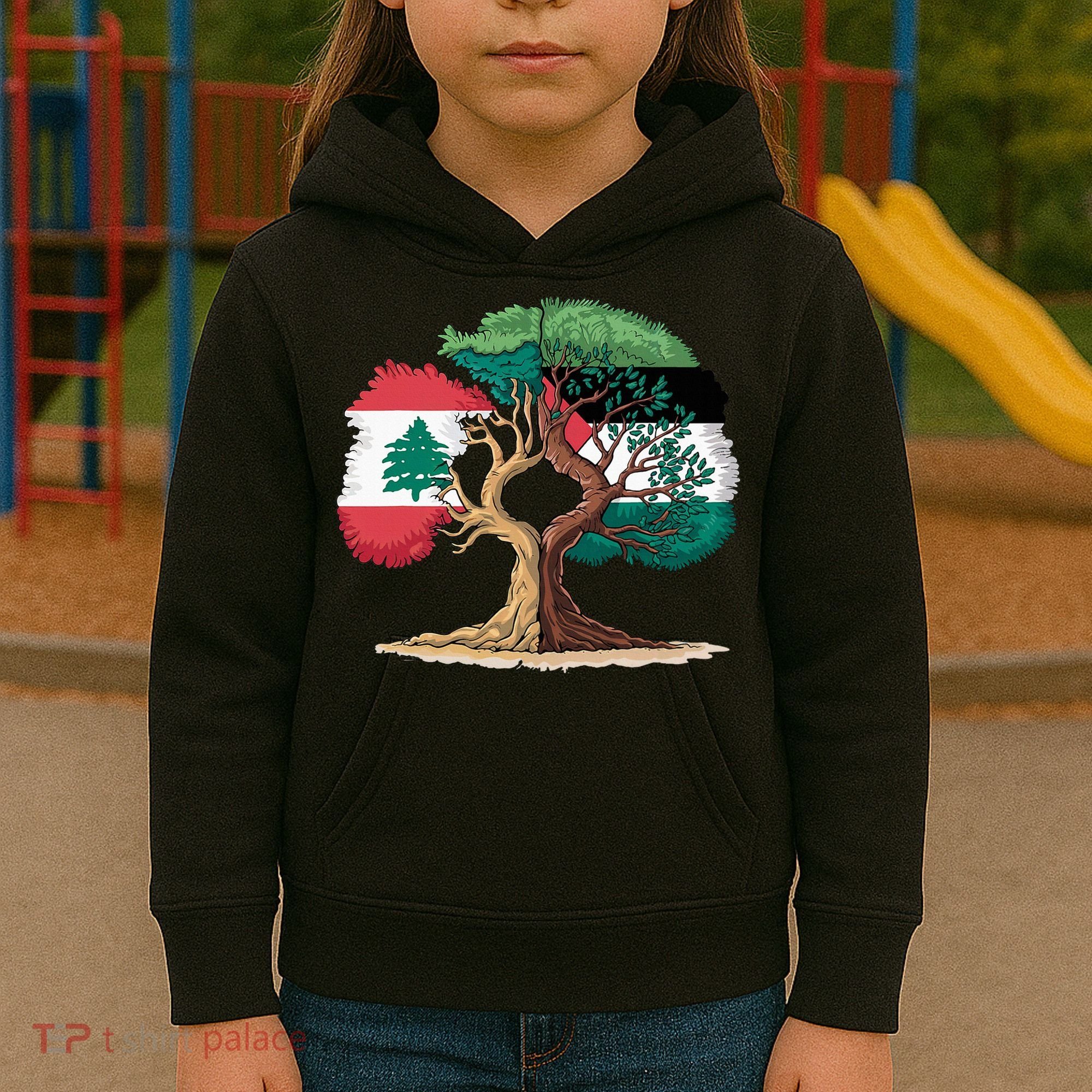 Lebanon Palestine Flag Lebanese Palestinian Kids Hoodie
