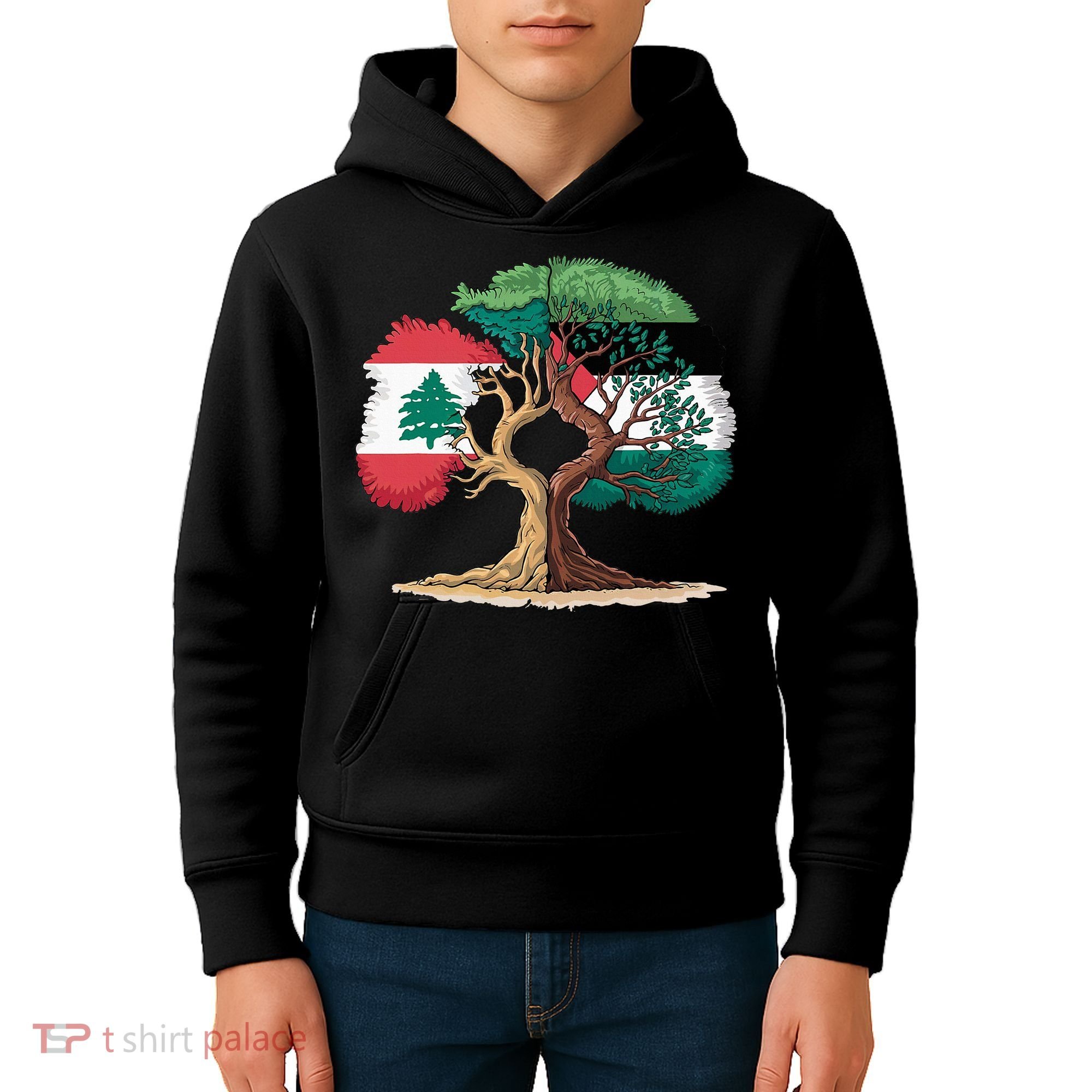 Lebanon Palestine Flag Lebanese Palestinian Kids Hoodie