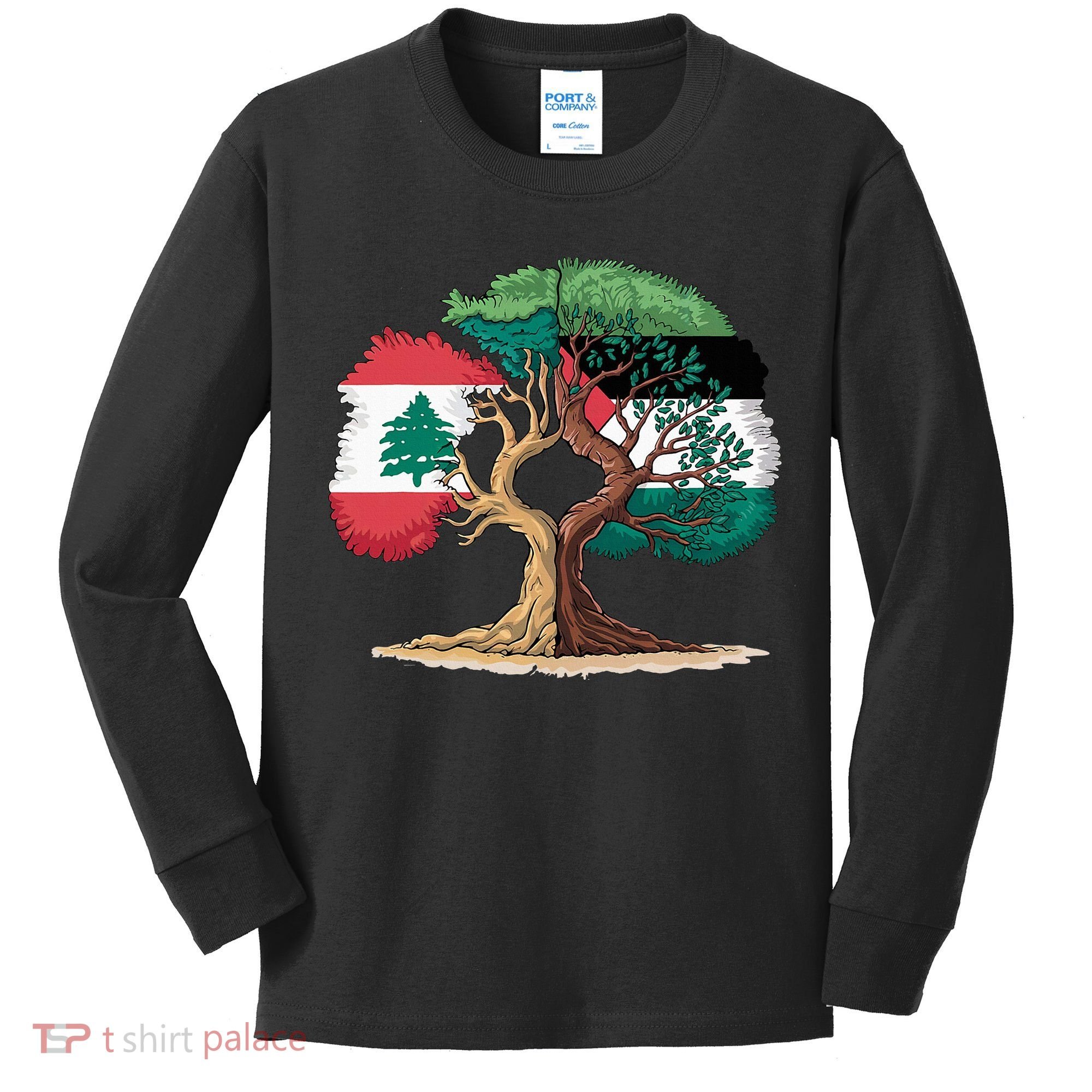 Lebanon Palestine Flag Lebanese Palestinian Kids Long Sleeve Shirt