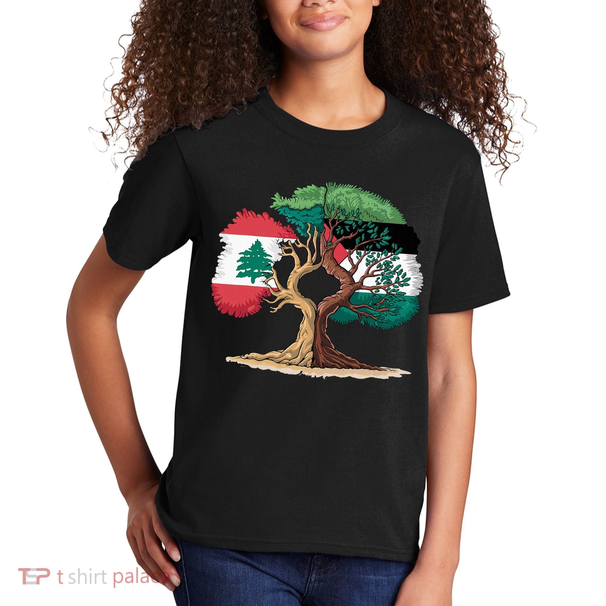 Lebanon Palestine Flag Lebanese Palestinian Kids T-Shirt