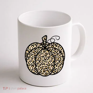 Leopard Pumpkin Festive Coffee Mug back