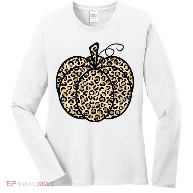 Leopard Pumpkin Festive Women's Long Sleeve Shirt