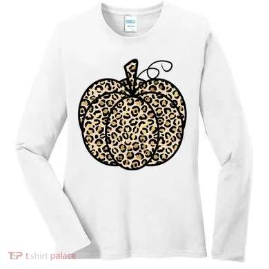 Leopard Pumpkin Festive Women's Long Sleeve Shirt