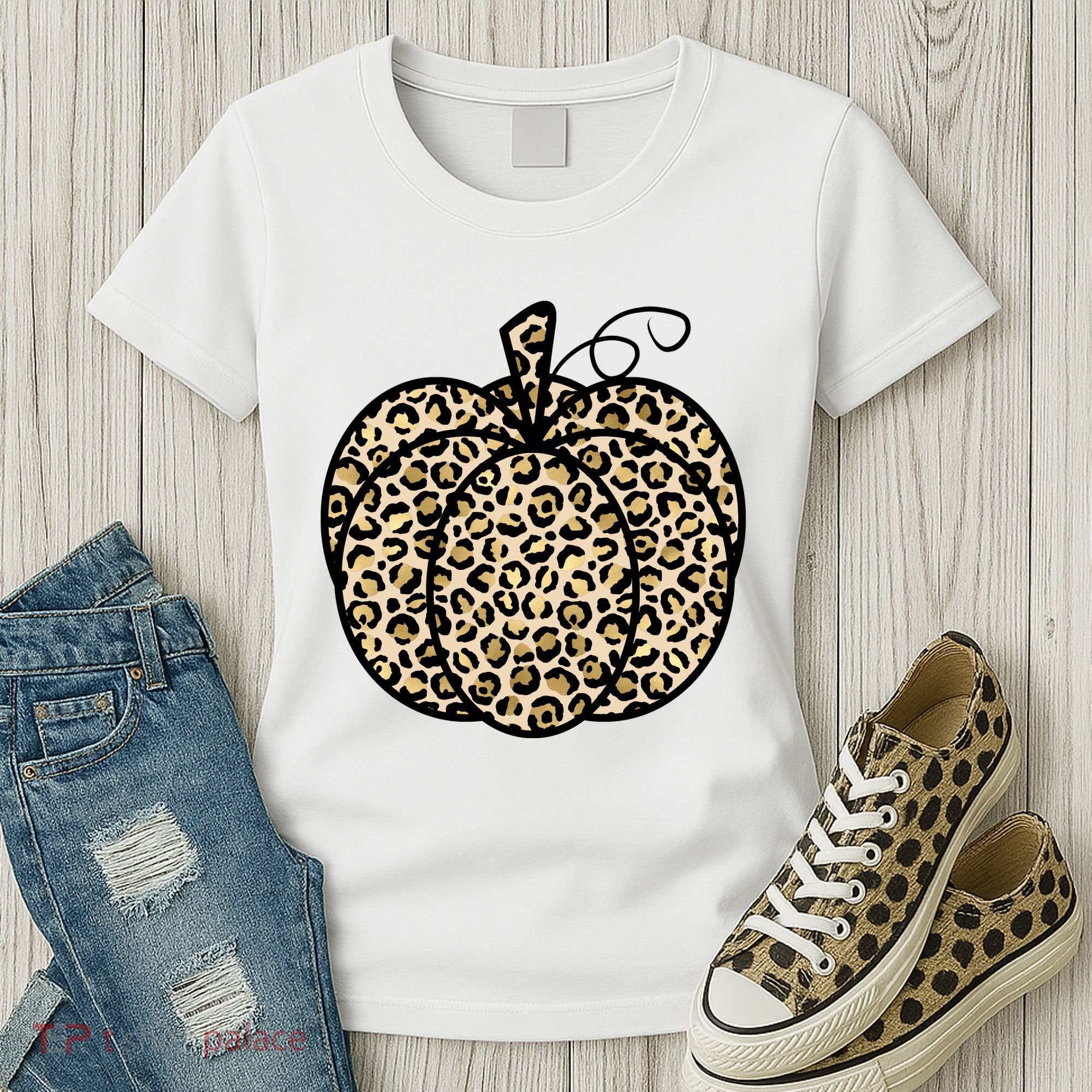 Leopard Pumpkin Festive Women's T-Shirt