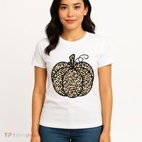 Leopard Pumpkin Festive Women's T-Shirt thumb 4