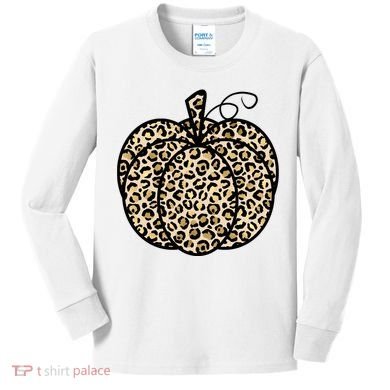 Leopard Pumpkin Festive Kids Long Sleeve Shirt