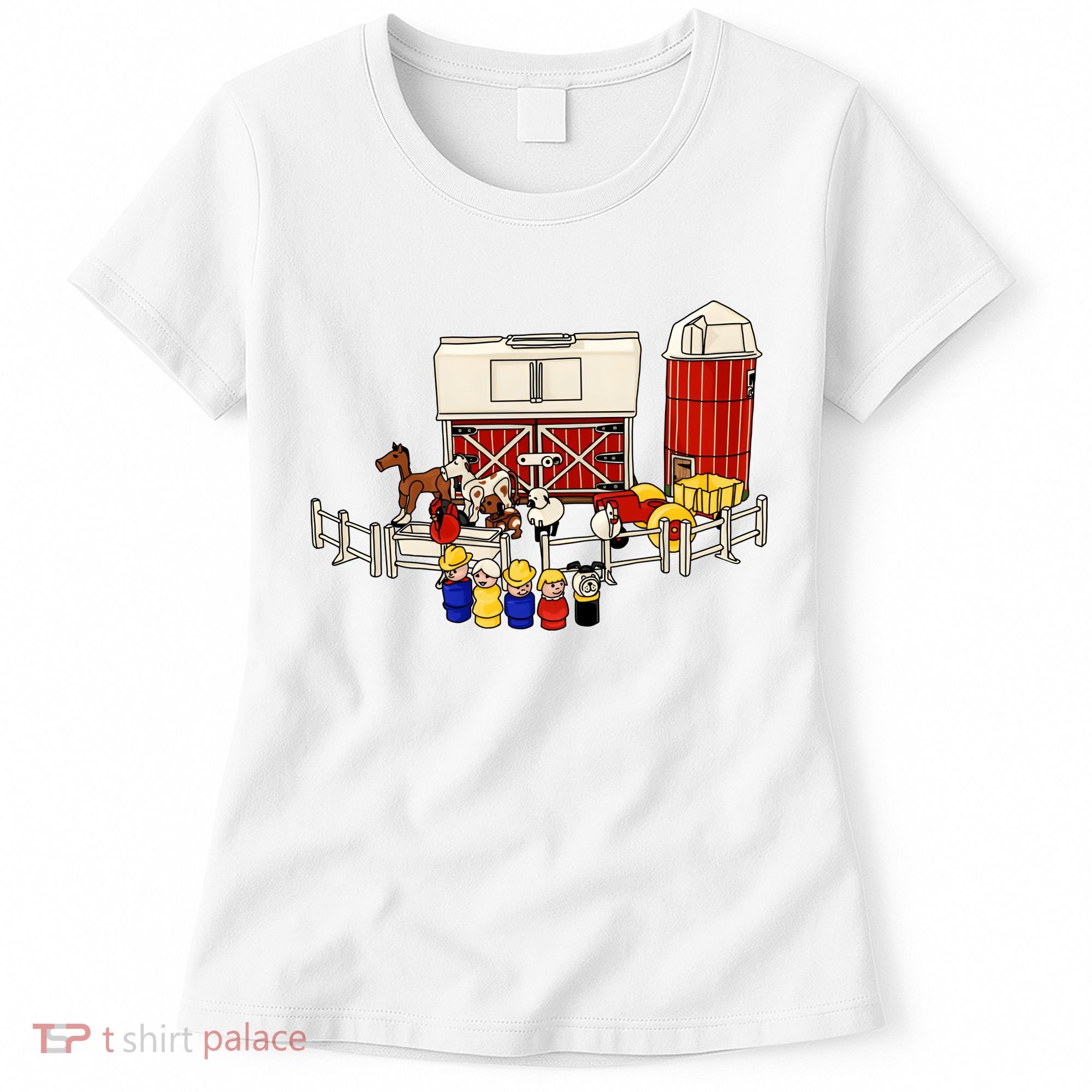 Little People Family With Farm Women's T-Shirt
