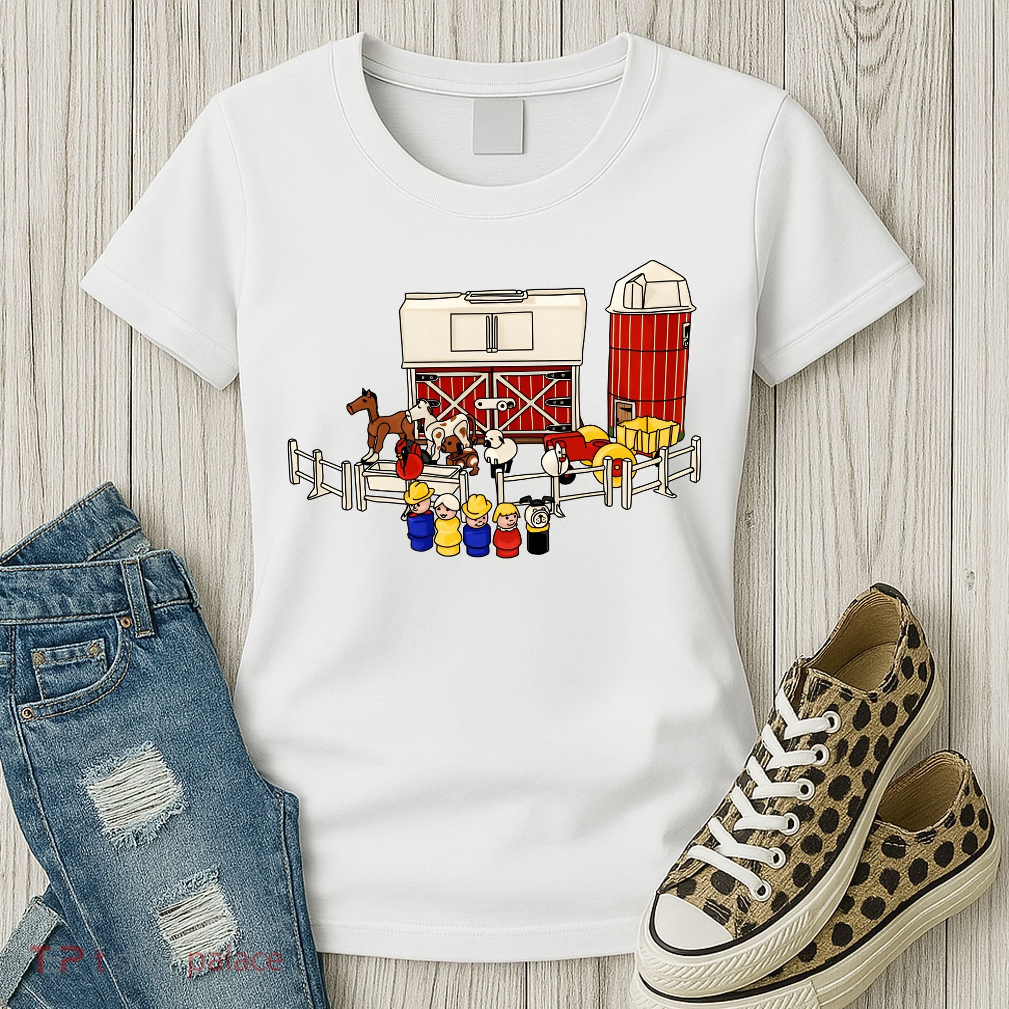 Little People Family With Farm Women's T-Shirt