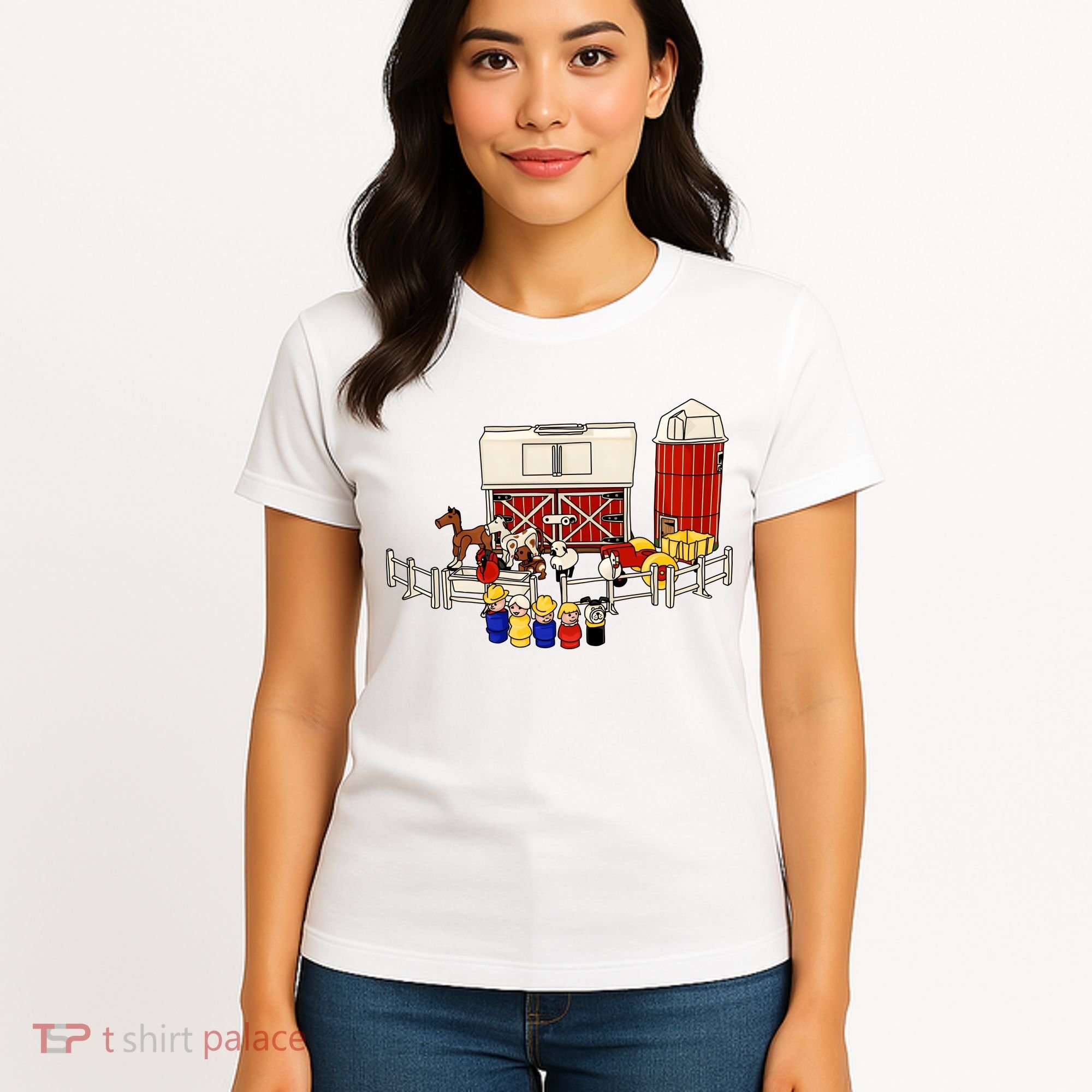 Little People Family With Farm Women's T-Shirt