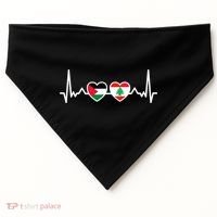 Lebanon Palestine Flag Lebanese Palestinian Unity Heartbeat USA-Made Doggie Bandana thumb 0