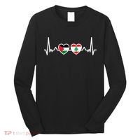 Lebanon Palestine Flag Lebanese Palestinian Unity Heartbeat Long Sleeve Shirt thumb 0