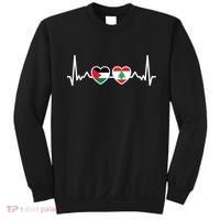 Lebanon Palestine Flag Lebanese Palestinian Unity Heartbeat Sweatshirt thumb 0