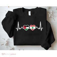 Lebanon Palestine Flag Lebanese Palestinian Unity Heartbeat Sweatshirt thumb 2