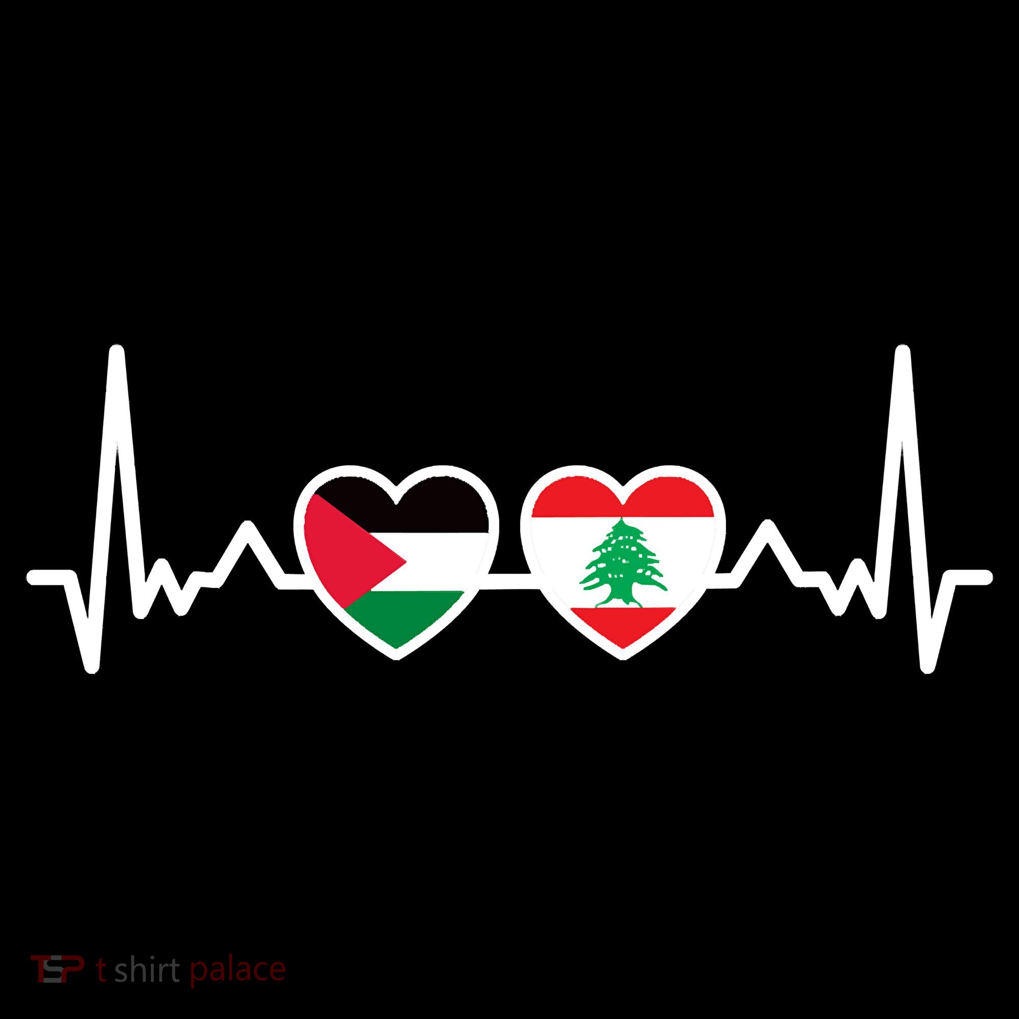 Lebanon Palestine Flag Lebanese Palestinian Unity Heartbeat Coffee Mug