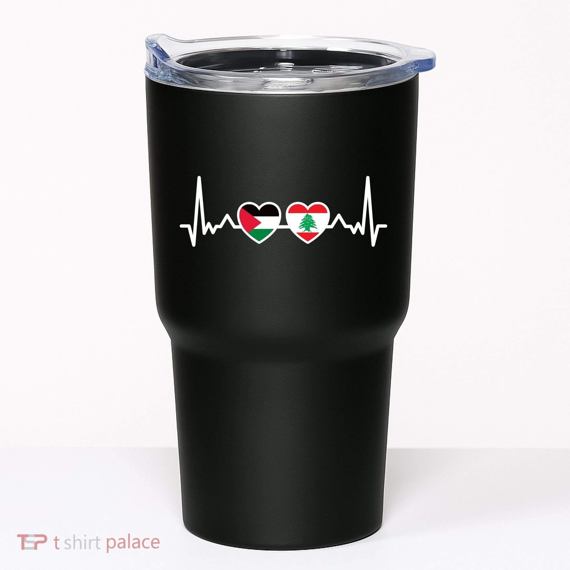Lebanon Palestine Flag Lebanese Palestinian Unity Heartbeat Tumbler