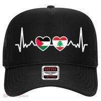 Lebanon Palestine Flag Lebanese Palestinian Unity Heartbeat Hat thumb 0