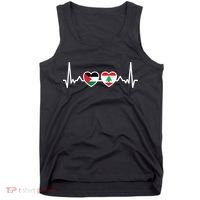 Lebanon Palestine Flag Lebanese Palestinian Unity Heartbeat Tank Top thumb 0