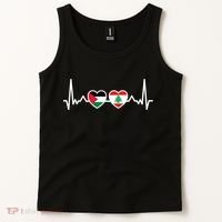 Lebanon Palestine Flag Lebanese Palestinian Unity Heartbeat Tank Top thumb 2