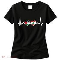 Lebanon Palestine Flag Lebanese Palestinian Unity Heartbeat Women's T-Shirt thumb 0