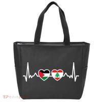 Lebanon Palestine Flag Lebanese Palestinian Unity Heartbeat Tote Bag thumb 0