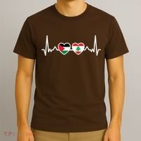 Lebanon Palestine Flag Lebanese Palestinian Unity Heartbeat T-Shirt thumb 3