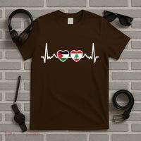 Lebanon Palestine Flag Lebanese Palestinian Unity Heartbeat T-Shirt thumb 5