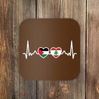 Lebanon Palestine Flag Lebanese Palestinian Unity Heartbeat Coaster thumb 0