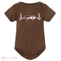 Lebanon Palestine Flag Lebanese Palestinian Unity Heartbeat Baby Bodysuit thumb 0