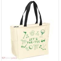 Let's Par Funny Golf Coquette Bow Women Tote Bag thumb 2