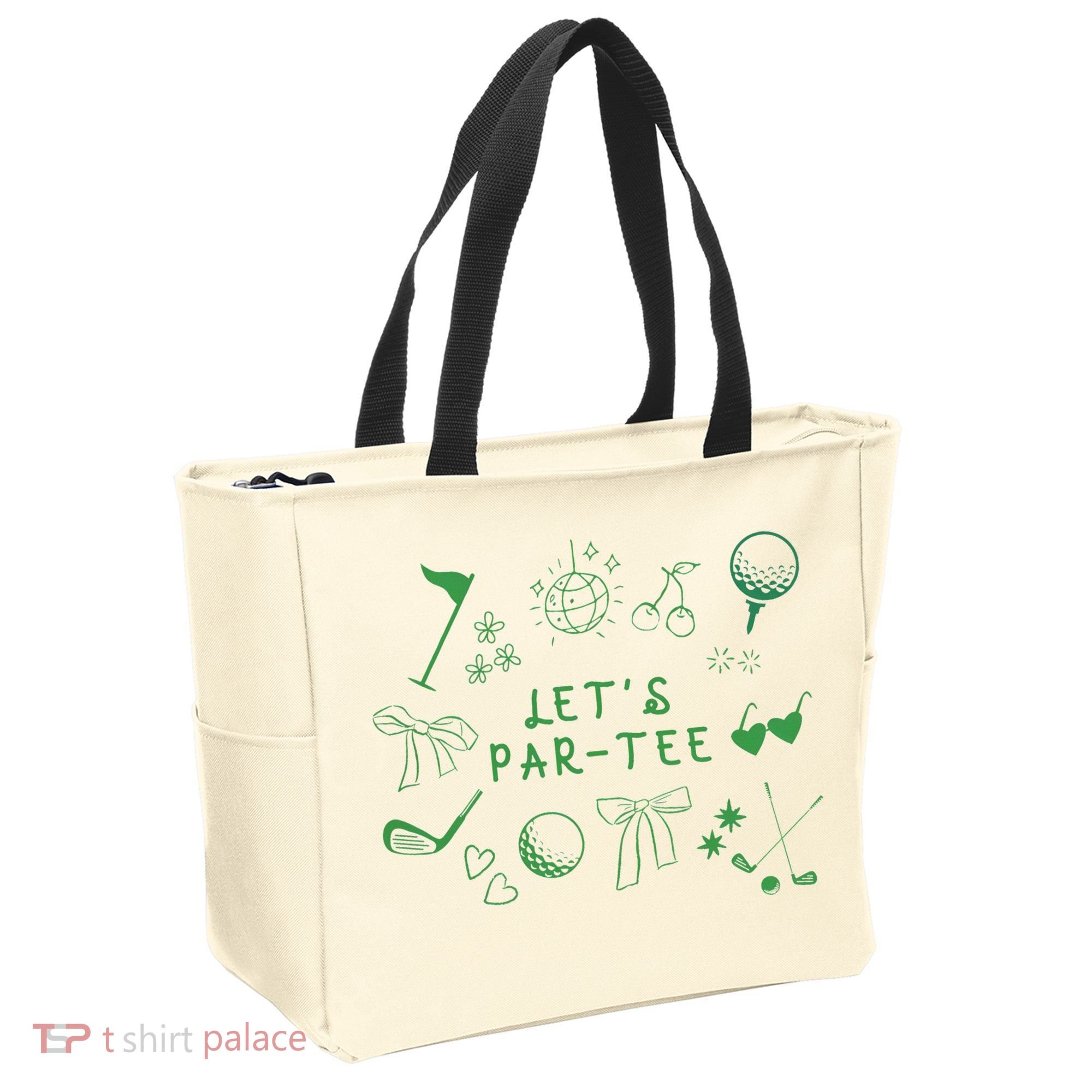 Let's Par Funny Golf Coquette Bow Women Tote Bag