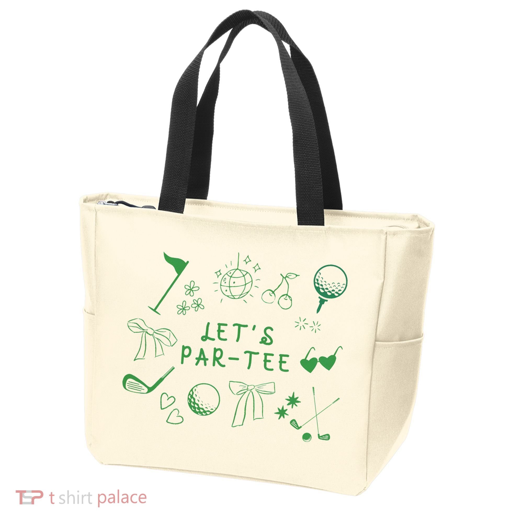 Let's Par Funny Golf Coquette Bow Women Tote Bag