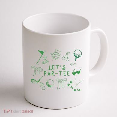 Let's Par Funny Golf Coquette Bow Women Coffee Mug back