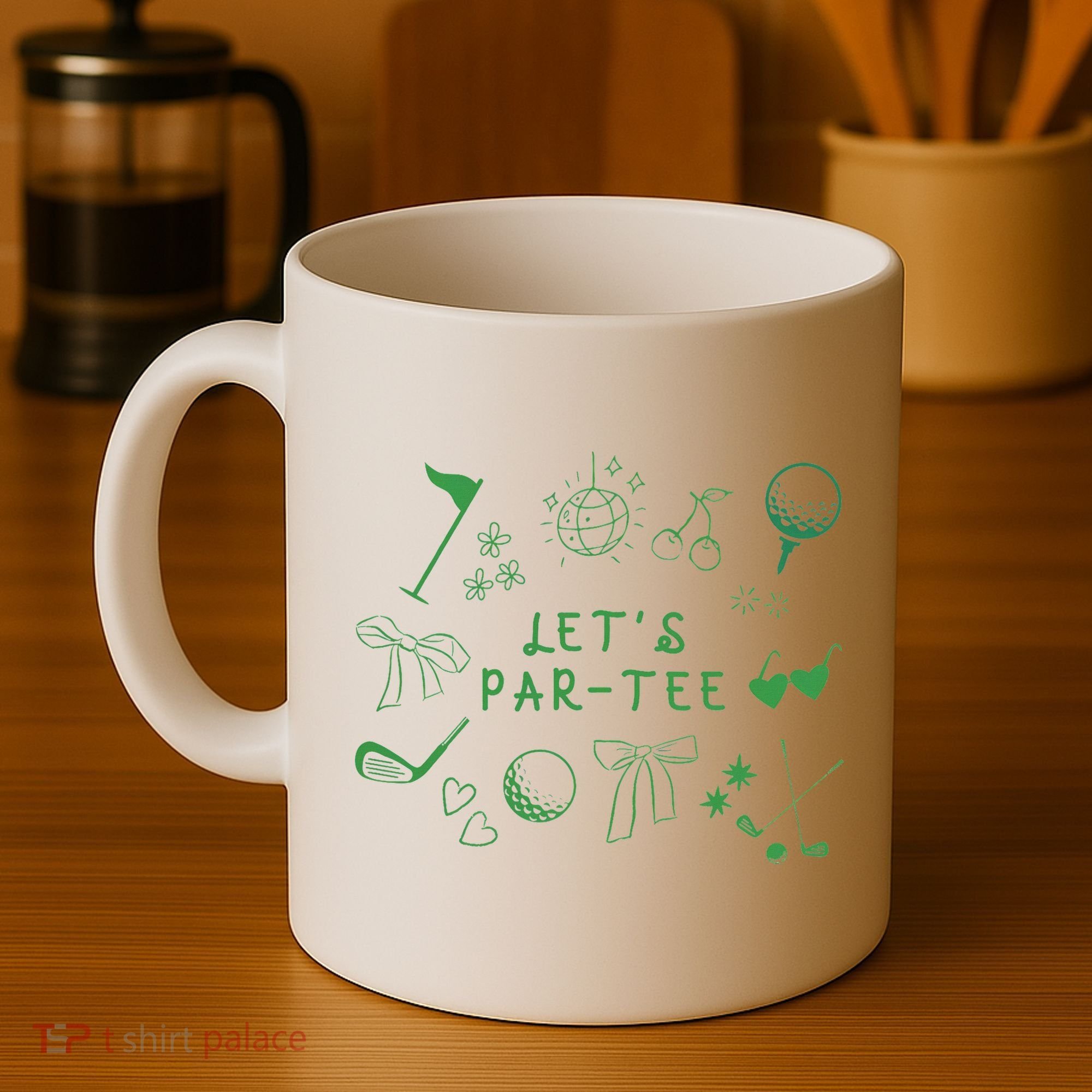 Let's Par Funny Golf Coquette Bow Women Coffee Mug