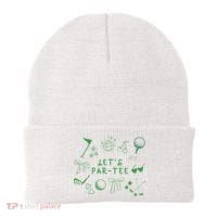 Let's Par Funny Golf Coquette Bow Women Beanie thumb 0