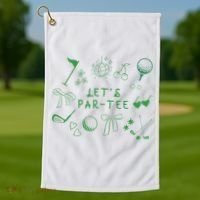 Let's Par Funny Golf Coquette Bow Women Golf Towel thumb 1